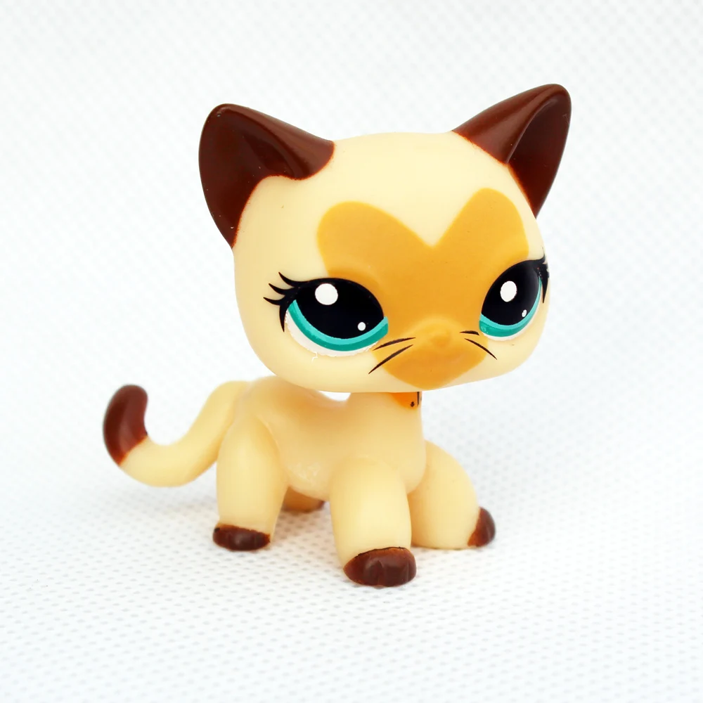 pet shop lps toys #3573 yellow cat model rare animal standing short hair kitty collectible gifts for kids