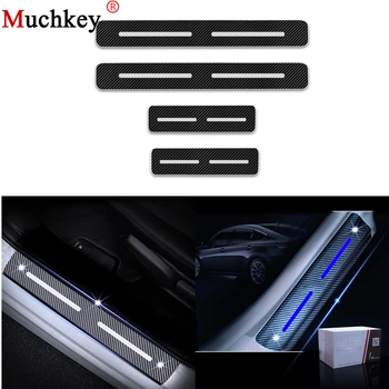 

For Renault CLIO 4D Carbon Fiber Sticker Car Door Sill Protector Scuff Plate Car Accessories Stickers 4pcs Car-Styling