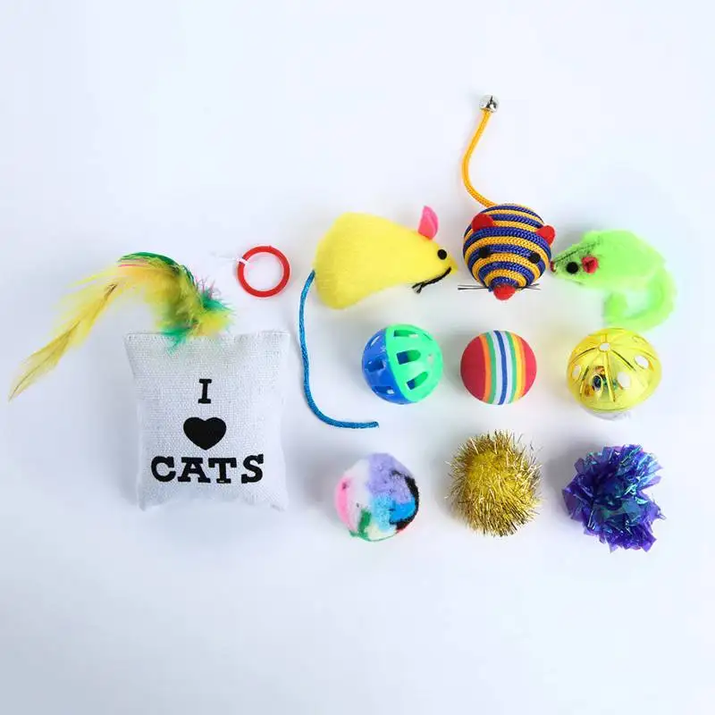 10 14PCS/Set Mice Mouse Catnip Plastic Sisal Playing Funny Toys Sets