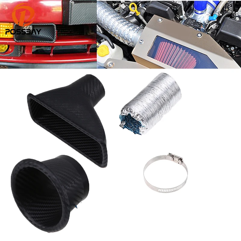 POSSBAY Cold Air Intake System Kit Air Filter Universal Car Front