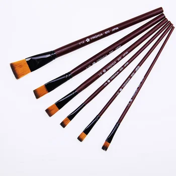 

6pcs/set Nylon Hair Wooden Handle Watercolor Pen Oil Brush Different Size Artist Hair Paint Brush Acrylic Painting Art Supplies