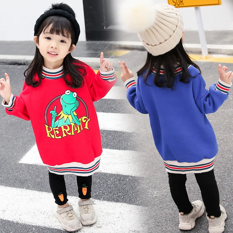 

Unisex Boys Girls Long Sleeve Hoodless O-neck Casual Hoodie Pullover Cartoon Dinosaur Pattern Thick Fleece Spring Autumn Hoodies