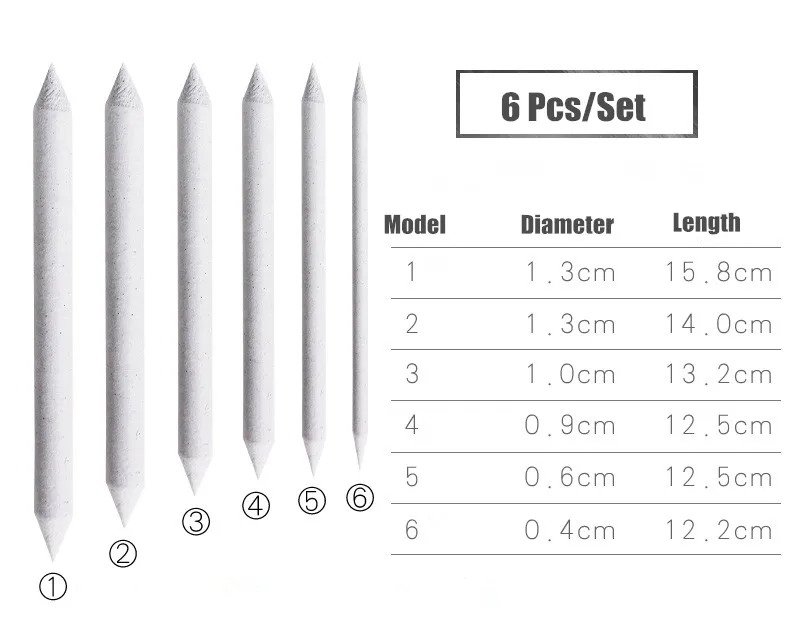 6 шт./партия палочка для растушевки пня Tortillon Sketch Art белая ручка для рисования рисовая бумага товары для рукоделия