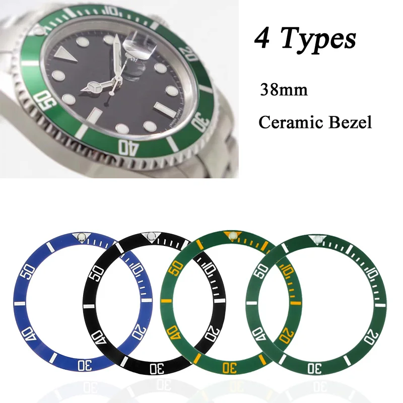 38mm Watch Face Ceramic Bezel Insert For 40mm Submariner Automatic Mens Watches Replace Accessories Black/Blue/Green