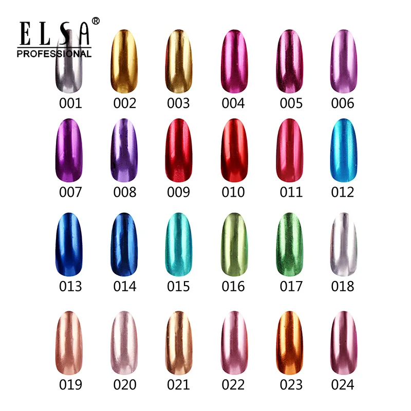 ELSA UV Nail Art зеркальная титановая пудра наборы блестки металлический эффект блеск розовое золото серебро гель маникюрный набор украшения