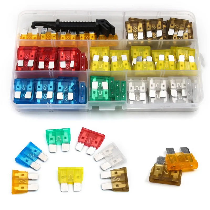

121PCS Zinc Alloy Standard Automotive Blade Fuse 5/7.5/10/15/20/25/30A Medium Car Motorcycle Fuse With Box Car Accessories