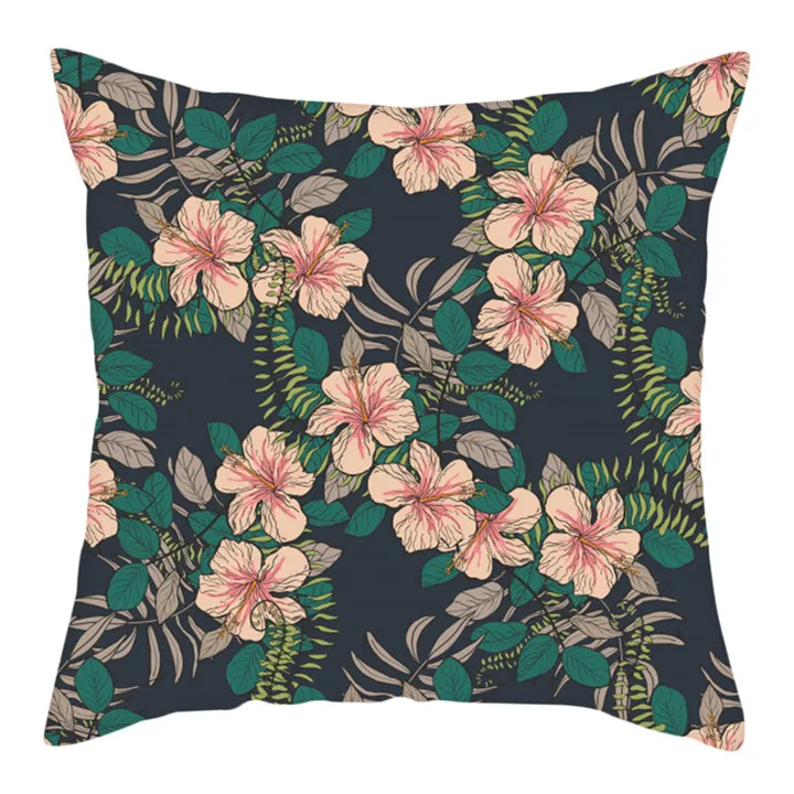 

Retro Flower Palm Leaf Polyester Cotton Cushion Case Tropical Plant Home Decor Bedroom Decorative Sofa Car Throw Pillows