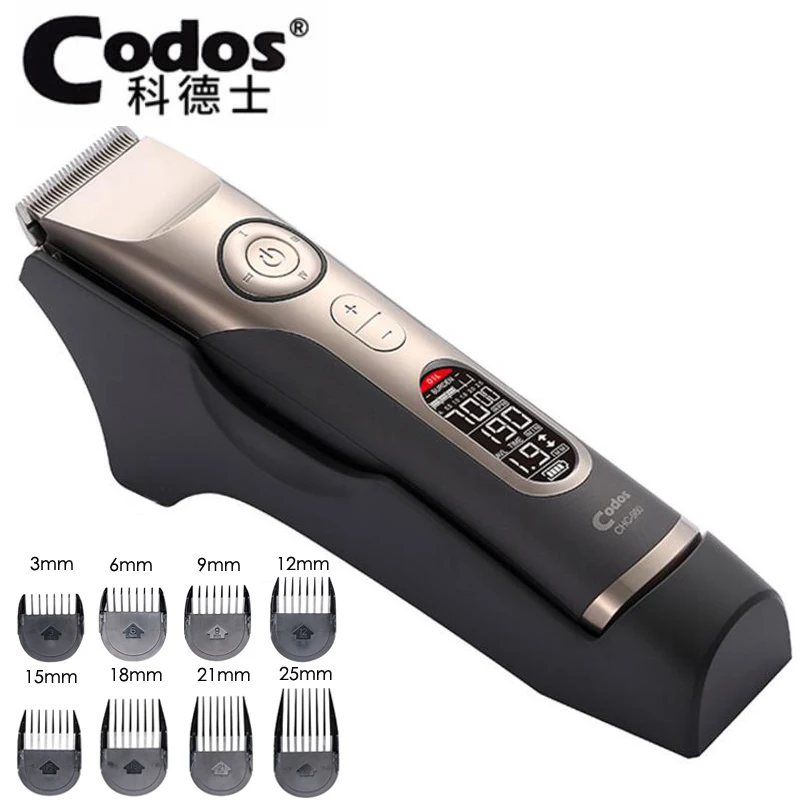 

New Professional Rechargeable Hair Clipper For Barber Salon LCD Hair Trimmer Ceramic Cutter Cutting Machine 8pcs Nozzles 3-25mm