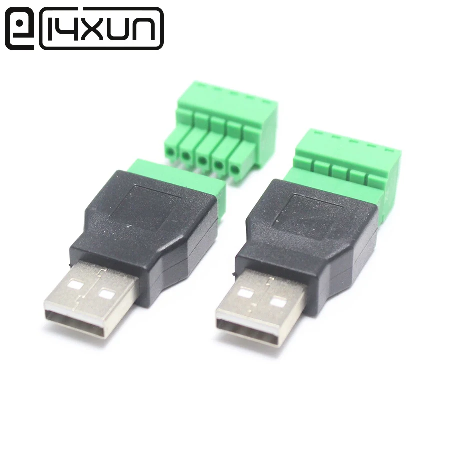 

EClyxun 1Pcs USB 2.0 A Male to 5 Pin Screw Connector USB Jack with Shield USB2.0 Type to Screw Terminal Plug
