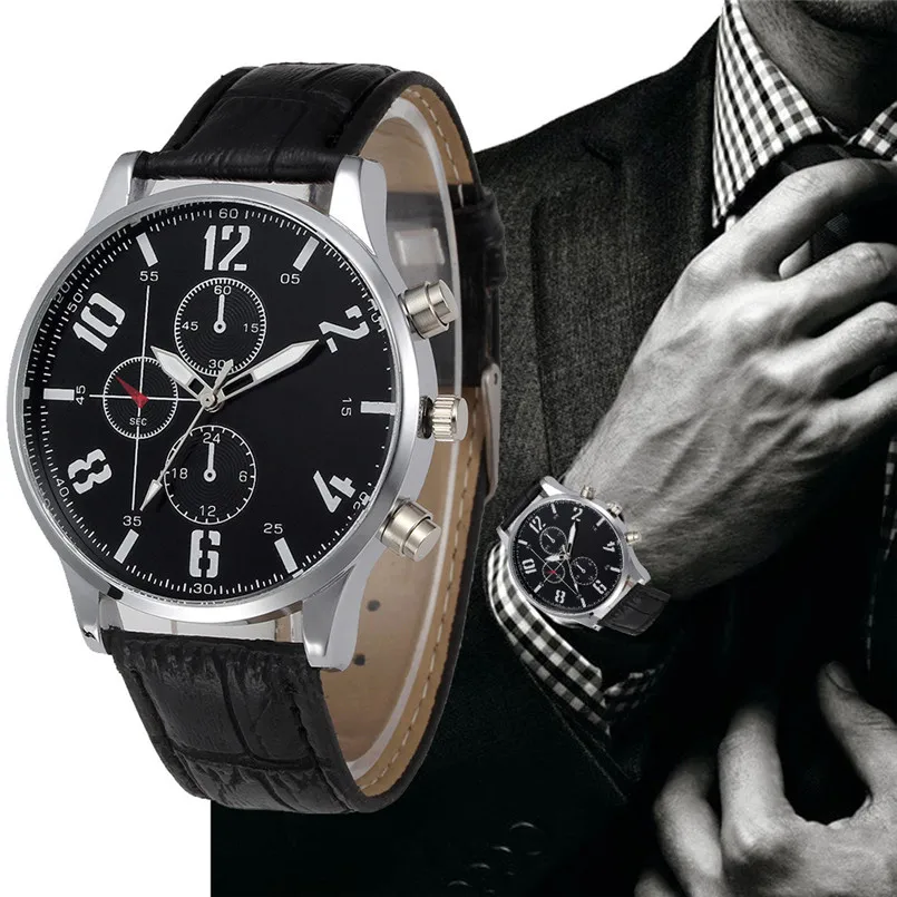 Fashion men watch Business About Men Retro Design Leather Band Analog Alloy Quartz Wrist Watch  Men Wholesale #2AP19B (2)