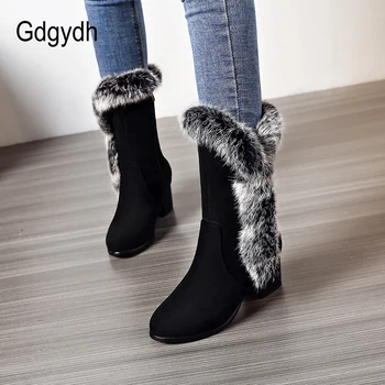 

Gdgydh Women Snow Boots Shoes Ladies Winter Warm Shoes Heels Women Zipper Rubber Sole Outside Shoe Good Quality 2018 New Arrival