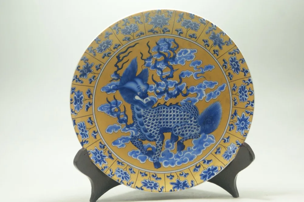 

Chinese porcelain painted ceramic plate painted porcelain and pottery unicorn collection, special gifts, free shipping