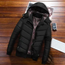 Мужские парки Новое поступление мужская стеганая куртка зимняя мужская стеганая куртка с капюшоном на молнии черный синий Повседневная Горячая Распродажа O01