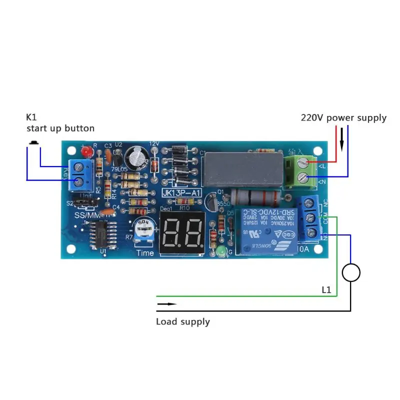 

JK13P Time Delay Relay Module Trigger Countdown Timing Circuit Switch Board