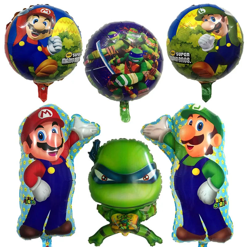 

3D 1Pcs 68*45cm Super Mario&Ninja Turtle Balloons Birthday Party 18 Inch Mario Balloons Helium Globos Decoration Supplies