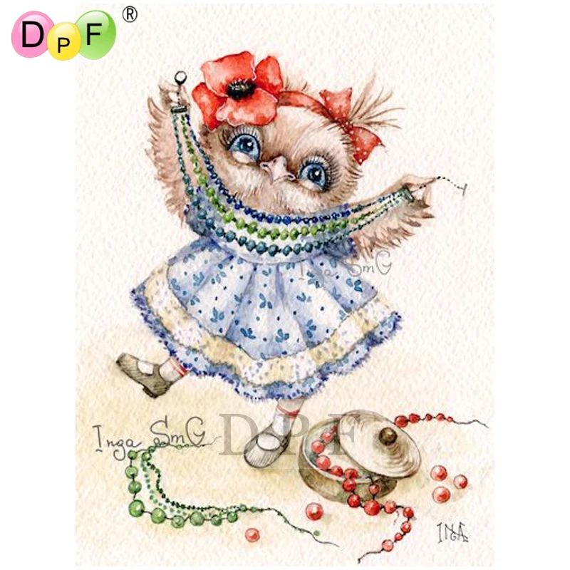 

DPF 5D DIY Diamond Painting "Necklace owl" Cross Stitch Diamond Mosaic Embroidery Drawing Wall painting home decor