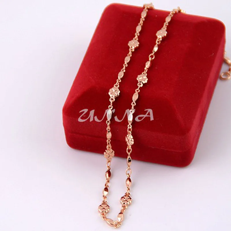 

New Womens Ladies Rose Gold Filled Link Chain Flowers Necklace Fashion Rose Accessories