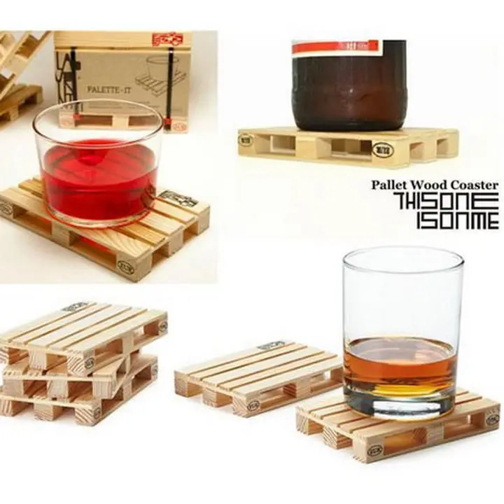 Set van 4 hout drank pallets mini houten pallet onderzetters coaster