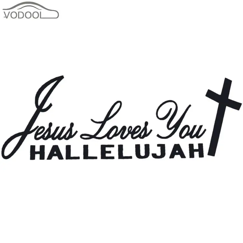 

Car Styling Jesus Loves You Hallelujah Christian Reflective Car Sticker Automobiles Black Letter Reflective Decal Auto Decor