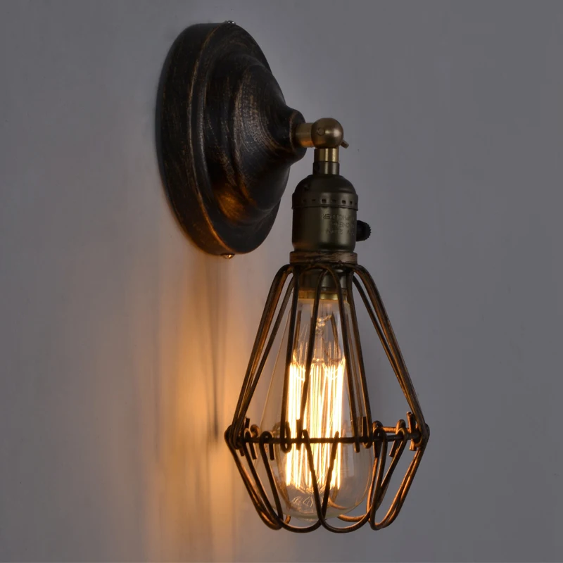 

LOFT Nordic Restaurant Cafe Bar Nightclub Retro Small Cage Wall Lamps E27 Bulbs Industrial Style Home Bar Corridor Lighting W224