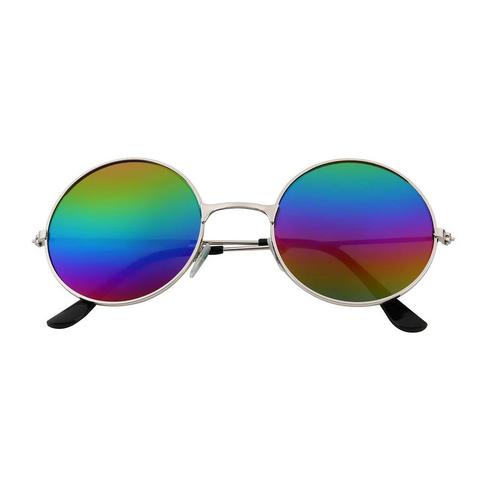 Унисекс модные элегантные Стиль Ретро Для женщин круглые солнцезащитные очки в металлической оправе UV400 защита Роскошные винтажные очки 6 цветов - Цвет линз: Colorful