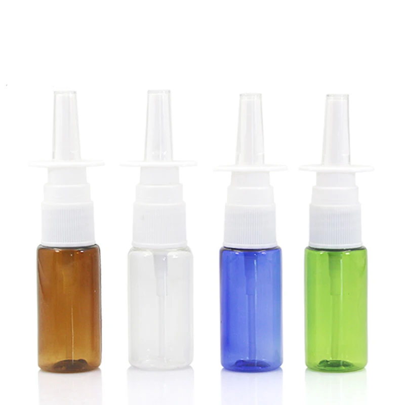 50Pcs/Lot 15ml colorful PET Empty bottle Plastic Nasal Spray Bottles Pump Sprayer Mist Nose Spray Refillable Bottles For Medical medical nose mirror speculum lens nostril pliers nasal cavity examination nasal expander nasal speculum nasal dilation forceps