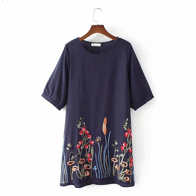 

Plus Size 4XL Elegant Dinner Dress Women Summer Office Embroidery Dresses