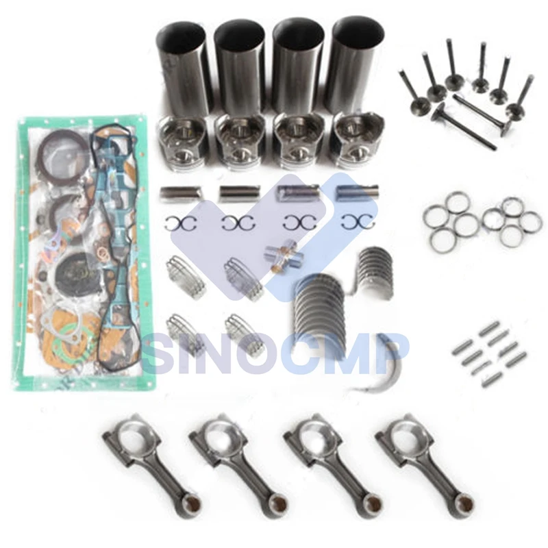 3044C 3044CT Engine Rebuild Kit&4 Rods For Cat 252B 246B Skid Loader