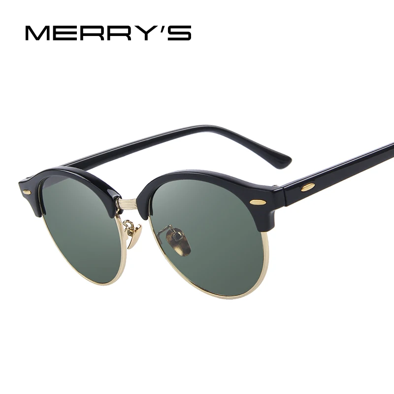 

MERRYS Men Retro Rivet Polarized Sunglasses Classic Brand Designer Unisex Sunglasses Half Frame S8054