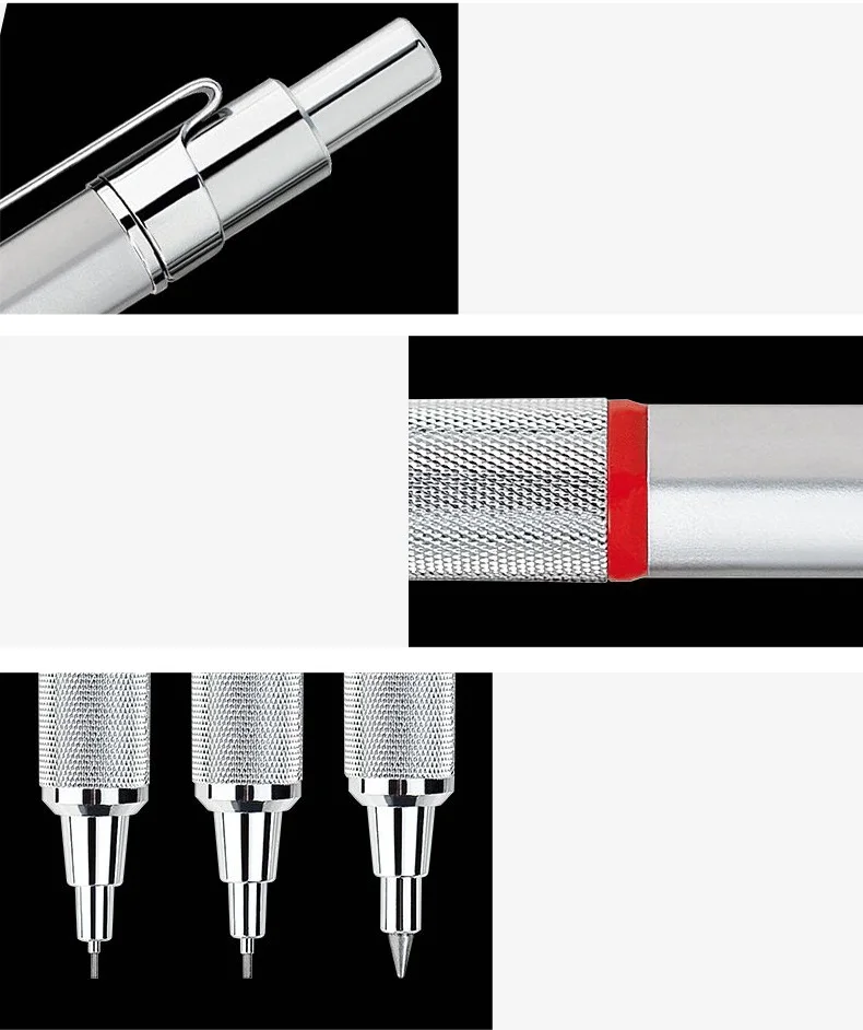 Механический карандаш Rotring Rapid Pro 0,5 мм/0,7 мм/2,0 мм металлический серебристый/черный держатель ручки автоматический карандаш для рисования