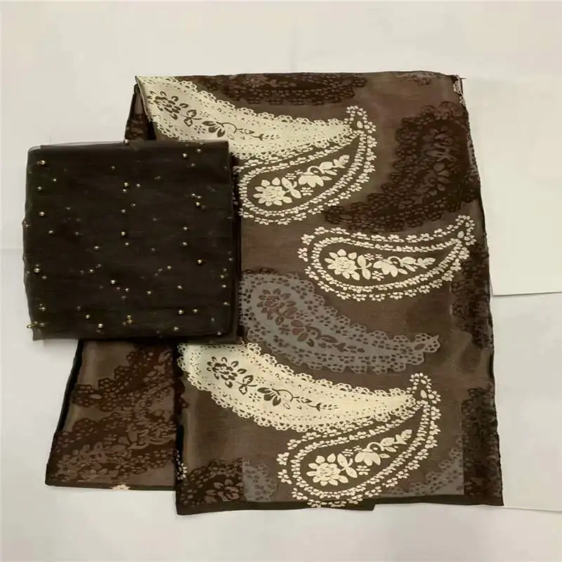 

(5+2 Yards/set )Rotten Flower Suit African soft silk fabric for on the material with swiss voile lace tissu! LXF41116