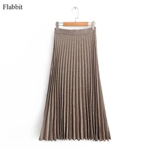 Flabbit Женская винтажная клетчатая юбка миди с принтом сбоку, плиссированная юбка faldas mujer, Женская Повседневная шикарная уличная юбка QUN028