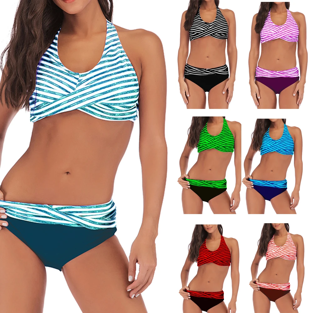 

Sexy bikini 2019 Plus size women swimsuit push up high waist swimwear Striped swimsuits bikini set brazilian bathing suit S-5XL