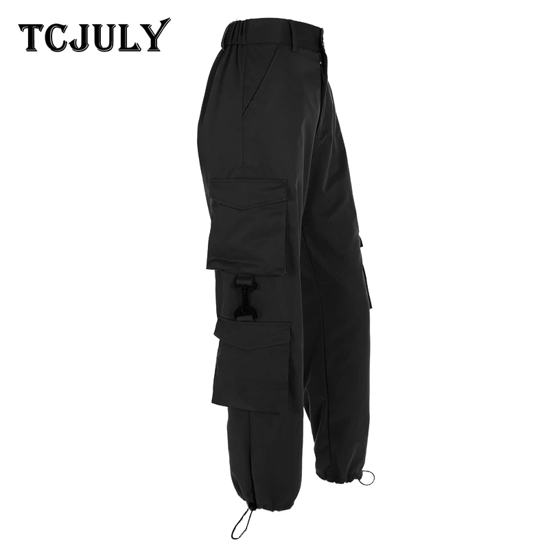 Женские брюки карго TCJULY однотонные повседневные с высокой талией из 100% хлопка