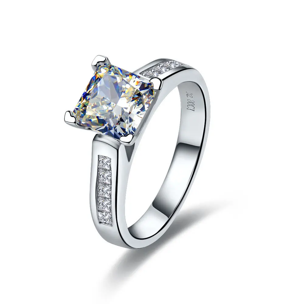factory direct sales square cut 2 ct genuine sona synthetic diamonds ring for women wedding sterling - Square Diamond Wedding Rings factory direct sales square cut 2 ct genuine sona synthetic diamonds ring for women wedding sterling - Square Diamond Wedding Rings