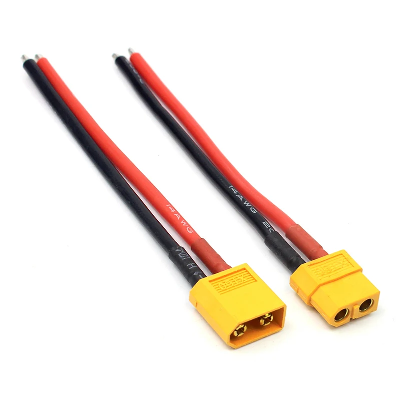 

1 PCS XT60 Male Connector Female Connector With 10CM 14AWG Silicone Wire Cable Wire length: 10cm (including connector) Wire: sil