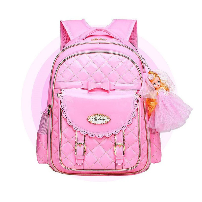 

New Fashion Children School Backpack 1 - 6 Grade Girl's School Bags PU Waterproof Backpack Kids Bookbag Princess Schoolbags
