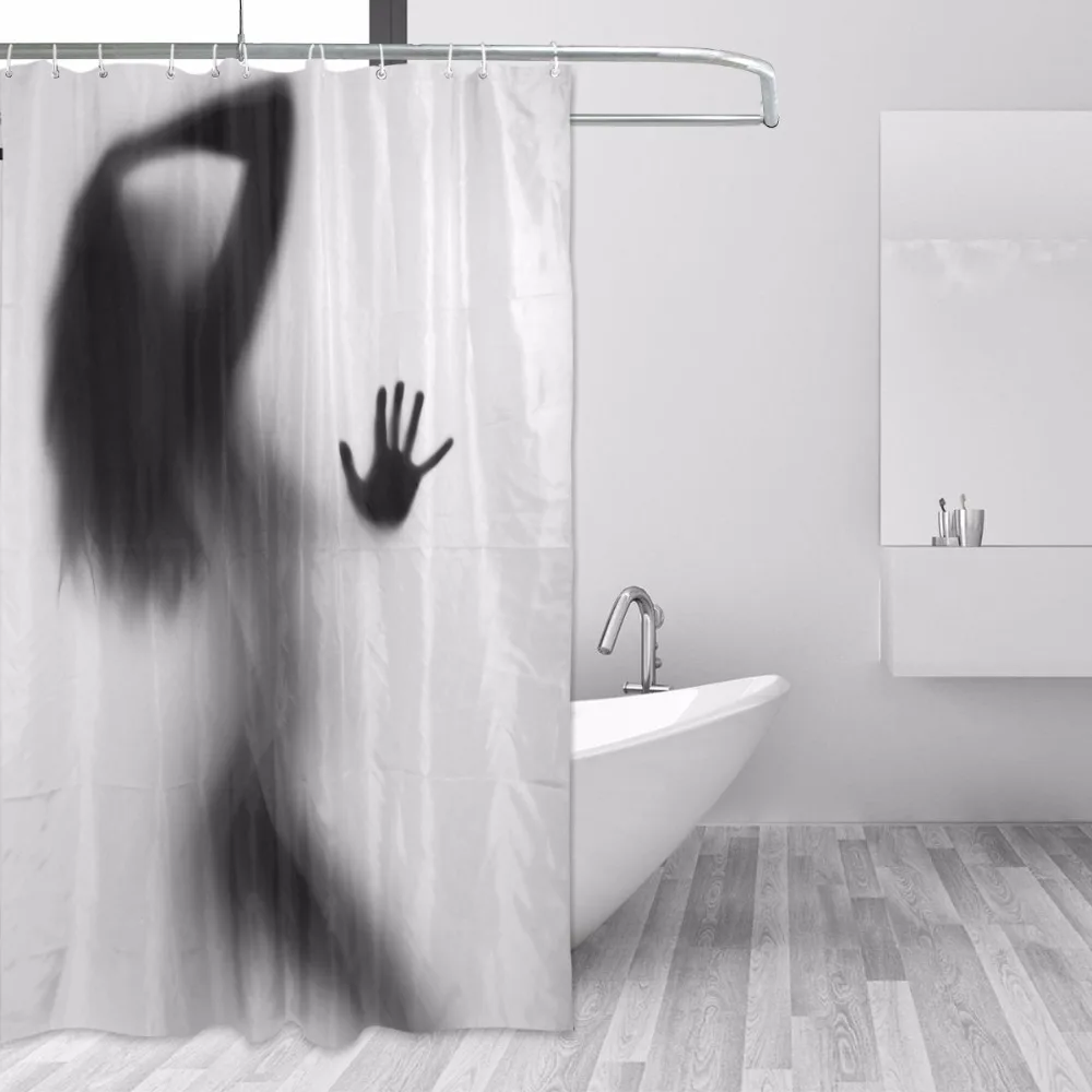 Водонепроницаемый женский теневой душ занавеска полиэстер ткань для ванной занавеска сексуальная девушка Mildewproof домашняя ванная занавеска s с 12 крючками