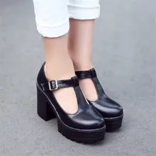 PXELENA/Новинка года; популярные женские туфли-лодочки на платформе с Т-образным ремешком и массивным каблуком; женские модельные туфли с ремешком и пряжкой; большие размеры
