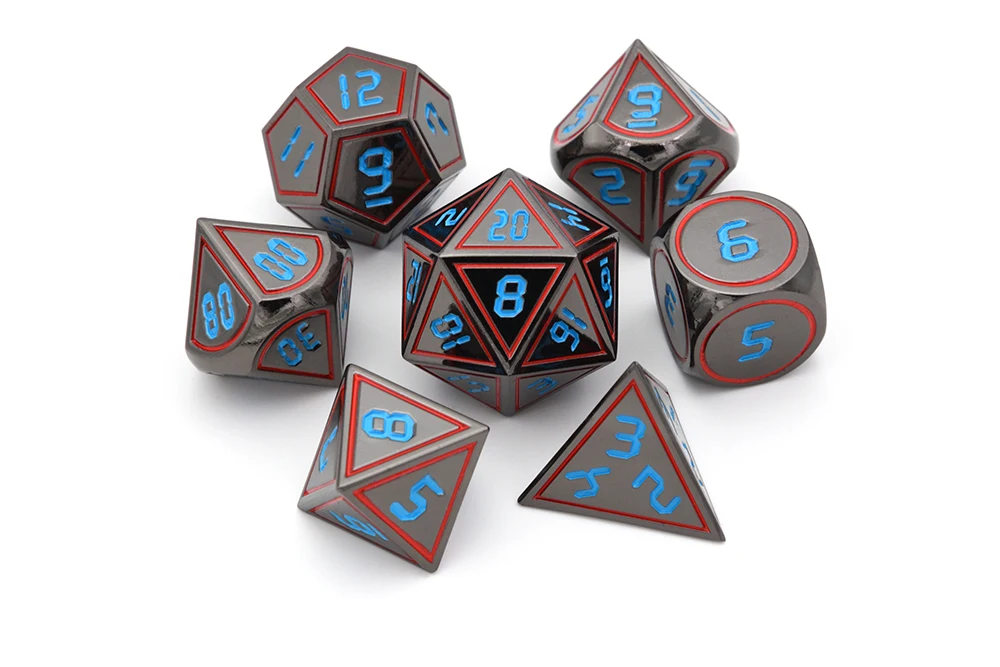Набор из 7 Металлических Кубиков многогранные 7-Die игральные кости набор для ролевых игр Подземелья и Драконы игры в кости