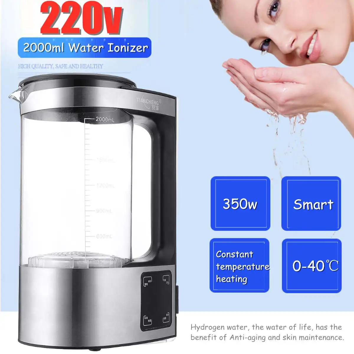 Gerador de Ionizador de Água Tratamento de Água Eletrolítico Rica Alcalina Jarro Gerador Filtro Aparelho 2l 350 w 5 Cheap Filtros de água