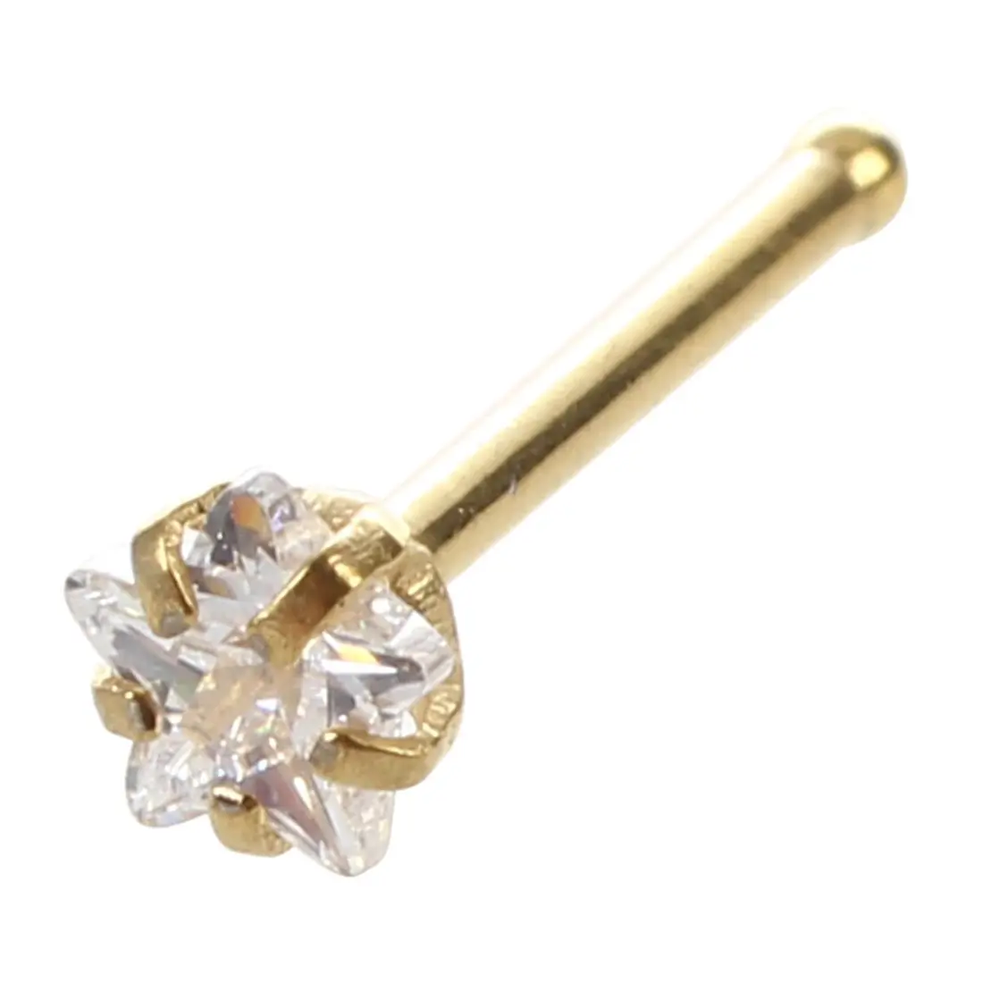 Star Gem Prong Set NOSE BONE RINGS STUDS Piercing Gem Color Clear