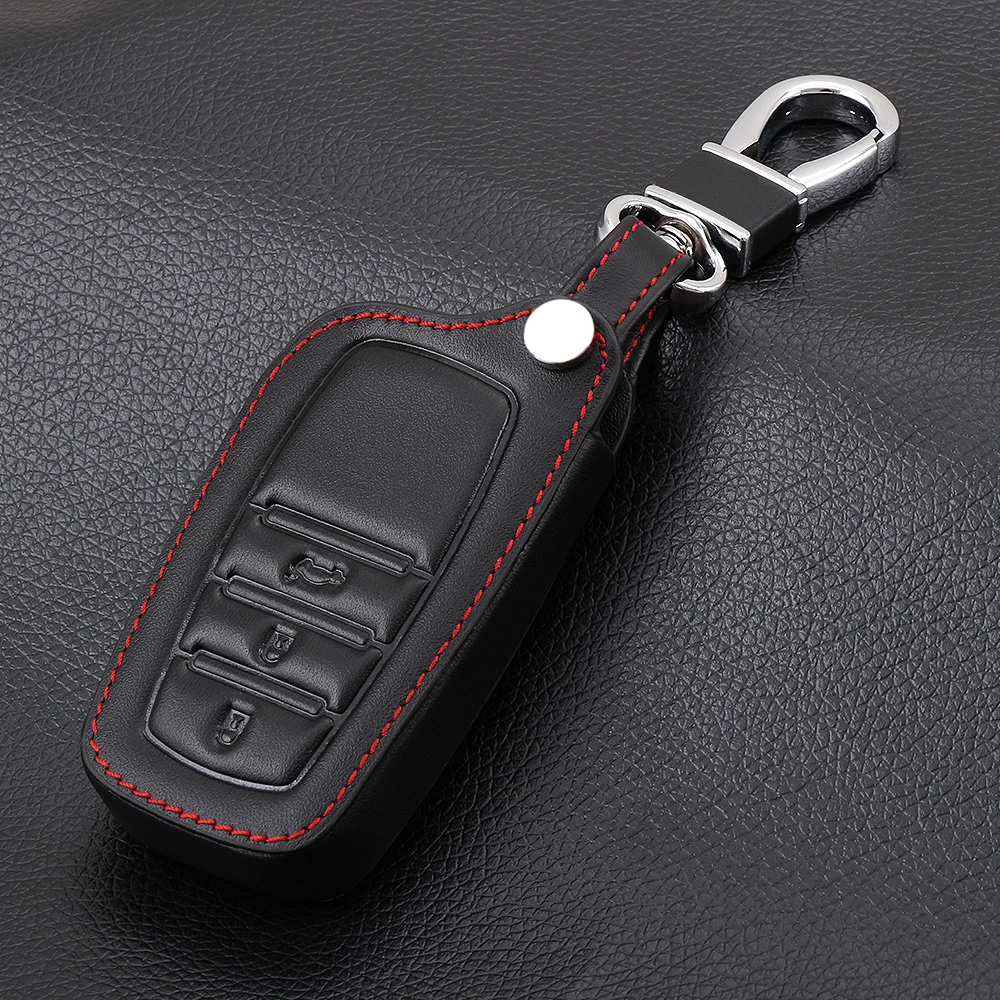 Чехол для ключей из натуральной кожи с дистанционным управлением для Toyota Camry Crown RAV4 Corolla Prado Prius 3 кнопки Smart Key
