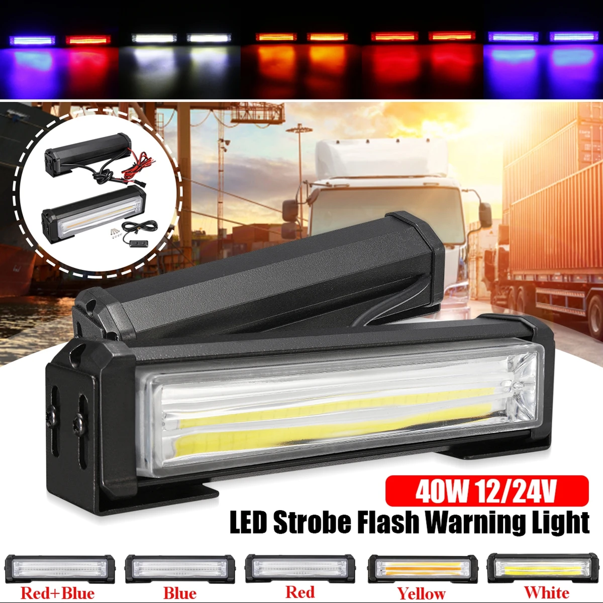 

12V/24V Emergency Flashing Warning Strobe Light Lamp COB Front Grille LED Super Power Saving