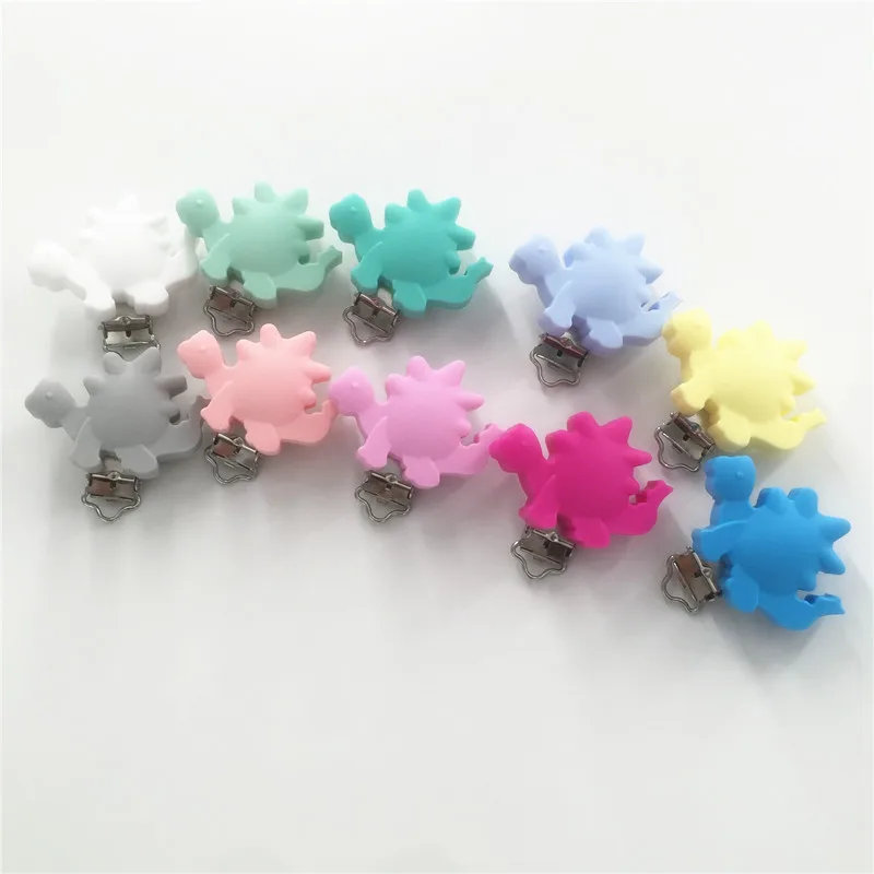Brinquedo de Enfermagem Chenkai Livre Silicone Dinossauro Bebê Chupeta Manequim Mordedor Chain Titular Clipes Faça Você Mesmo Soother Acessórios 50 Pçs Bpa 2 Mamãe e Bebê