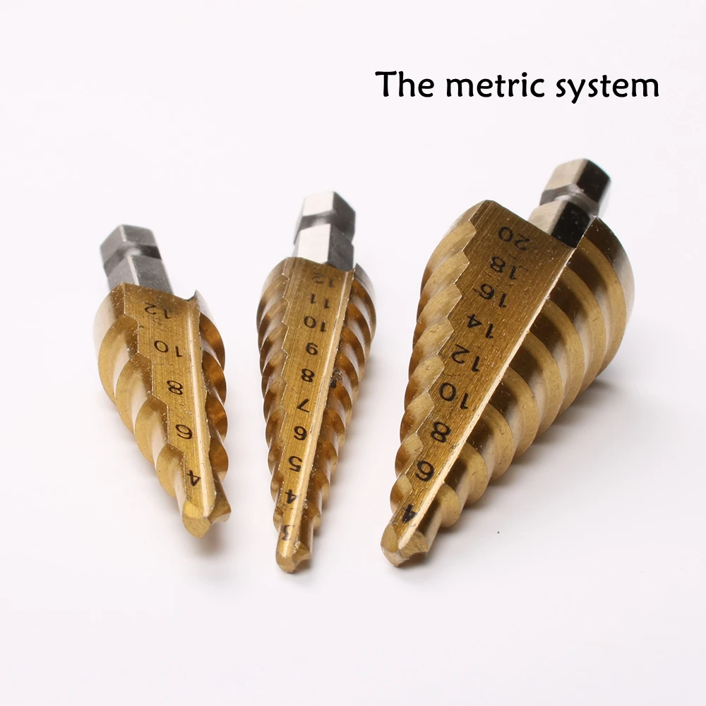 Ступенчатое сверло из быстрорежущей стали с титановым покрытием для металла 3-12 мм 4-12 мм 4-20 мм
