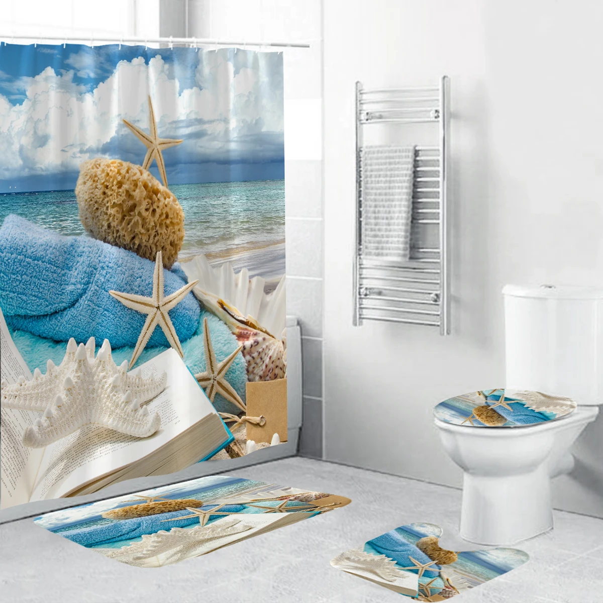 Generic Rideau De Douche Avec Crochets Motif Imprime De Paysage