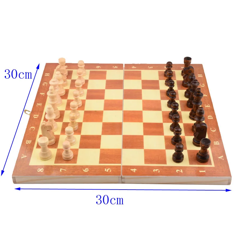 Шахматная доска деревянный складной набор шахматной доски штук 30 см* 30 см детский развлекательный подарок школьный турнир шашки