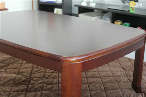 Japanese Kotatsu Table Rectangle 120cm Round Corner Walnut Color Home Furniture Living Room Kotatsu Low Coffee Table Wooden