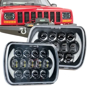 

Pair 5X7 inch h4 LED Replacement for Sealed Beam with DRL 7x6 inch headlamp for Jeep Cherokee XJ 1984-2001 DOT Approved